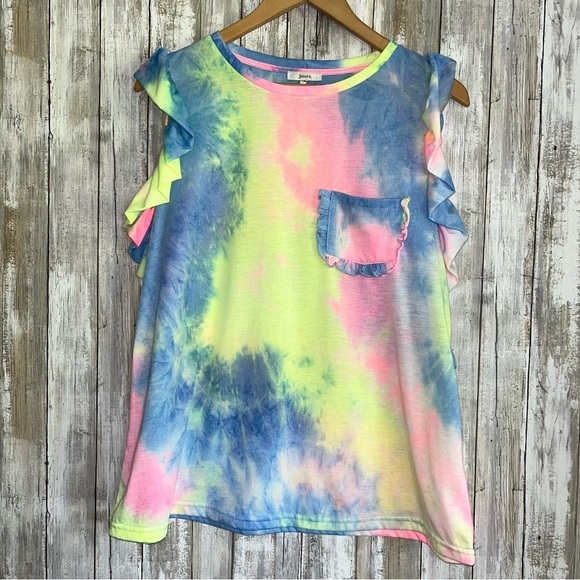 JODIFL Tops - Jodifl Tie Dye Ruffle Blouse